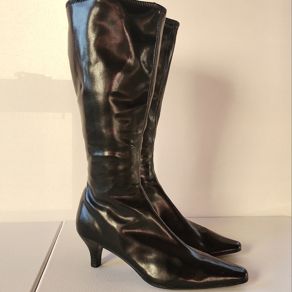Impo stretch, black, man-made leather boots, size 7